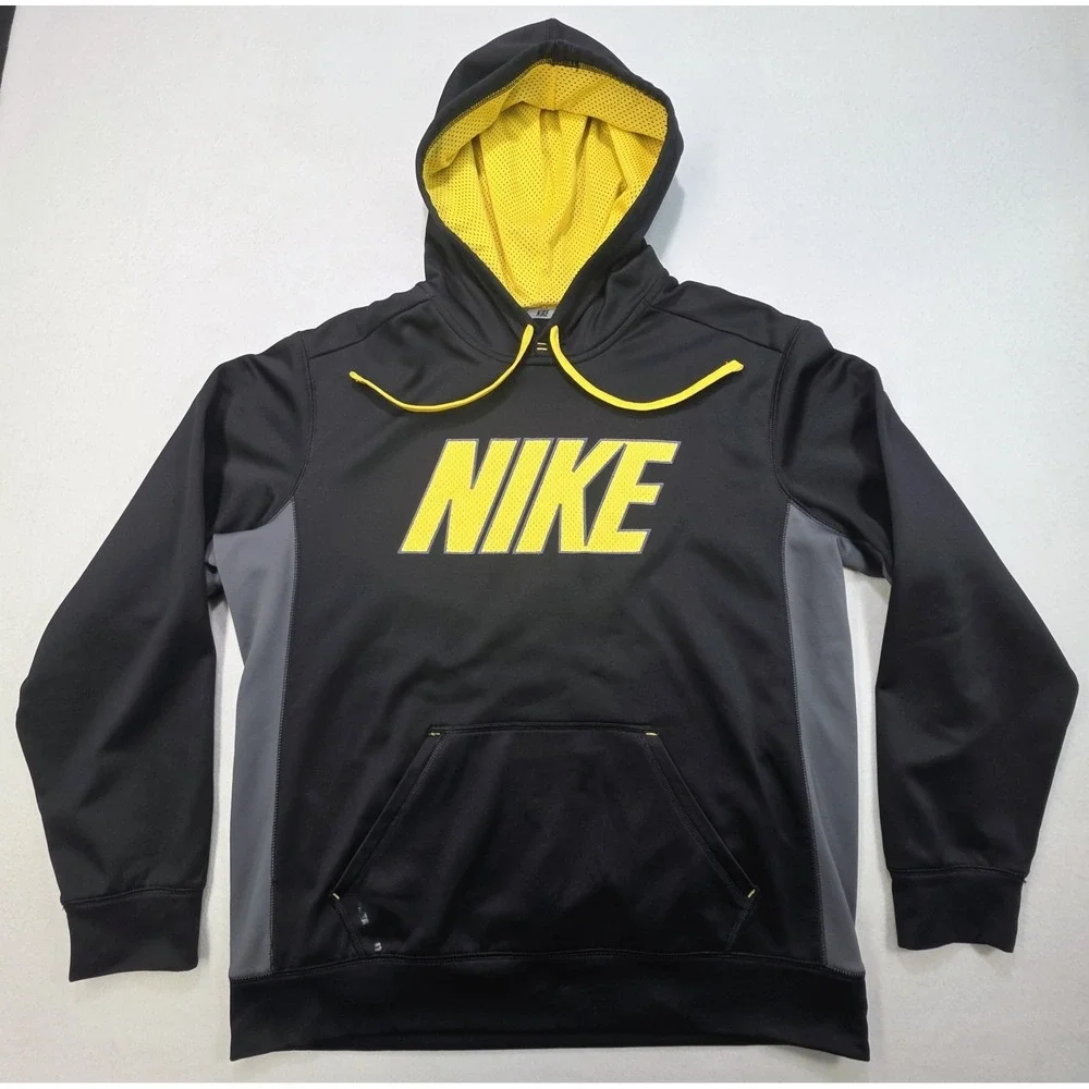Nike Hoodie Mens‎ L Black Spellout Therma Fit Pullover Sweatshirt LIMITED USE